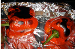 Peppers charred